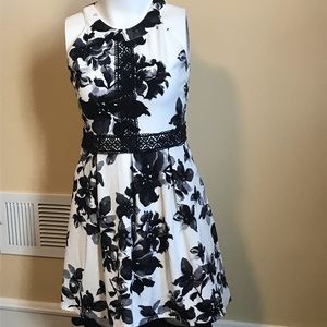 Amy Byer Black and White Floral Halter Dress